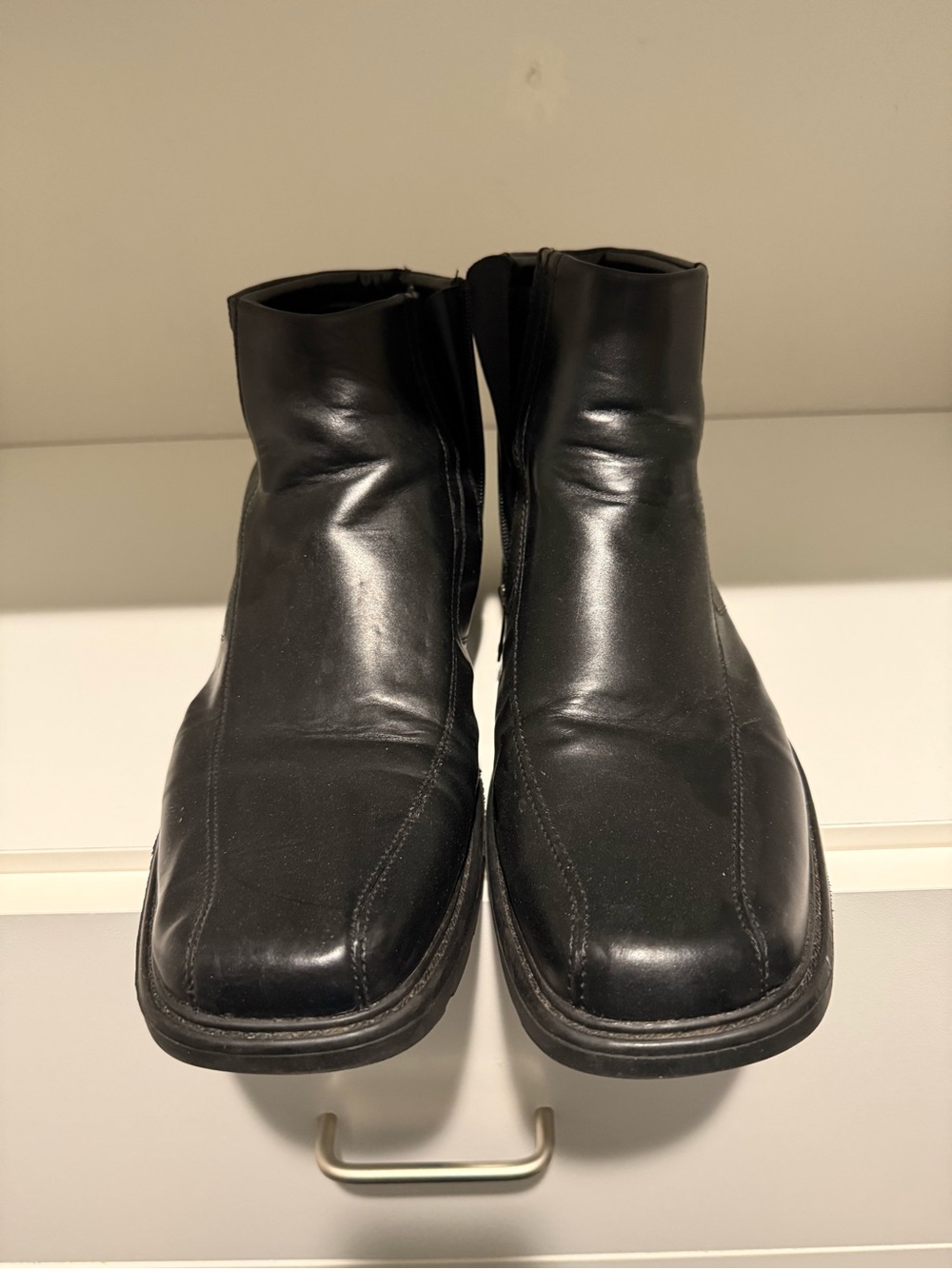 Aldo Men's Black Leather Square-Toe Zip Ankle Boots